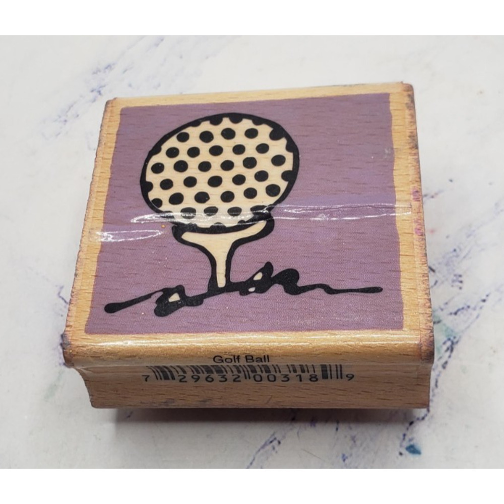Vap Scrap Ellen Vener Golf Ball On Tee Wood Mount Rubber Stamp
